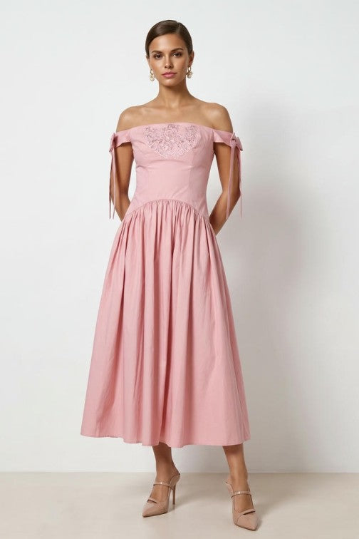 OFF SHOULDER MIDI DRESS
