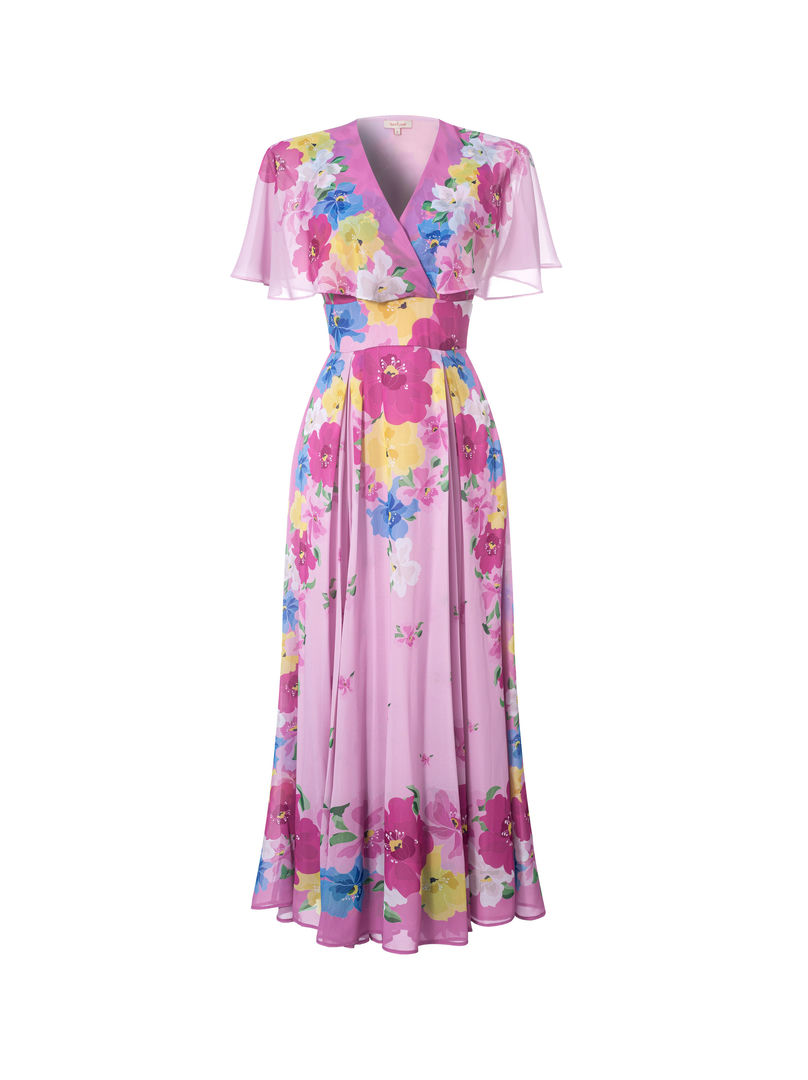 frill sleeves floral dress