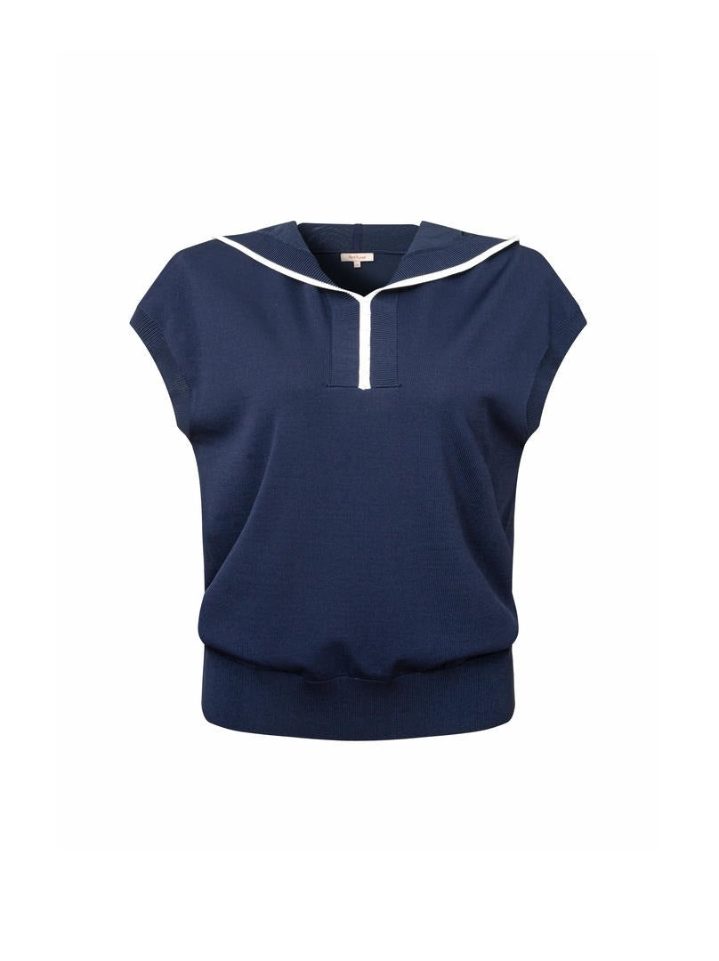 Navy Blue Hoodie With Pearls