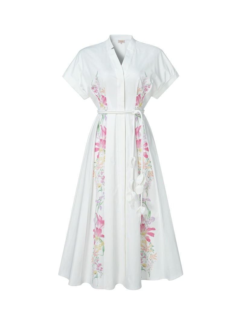floral print belted dress