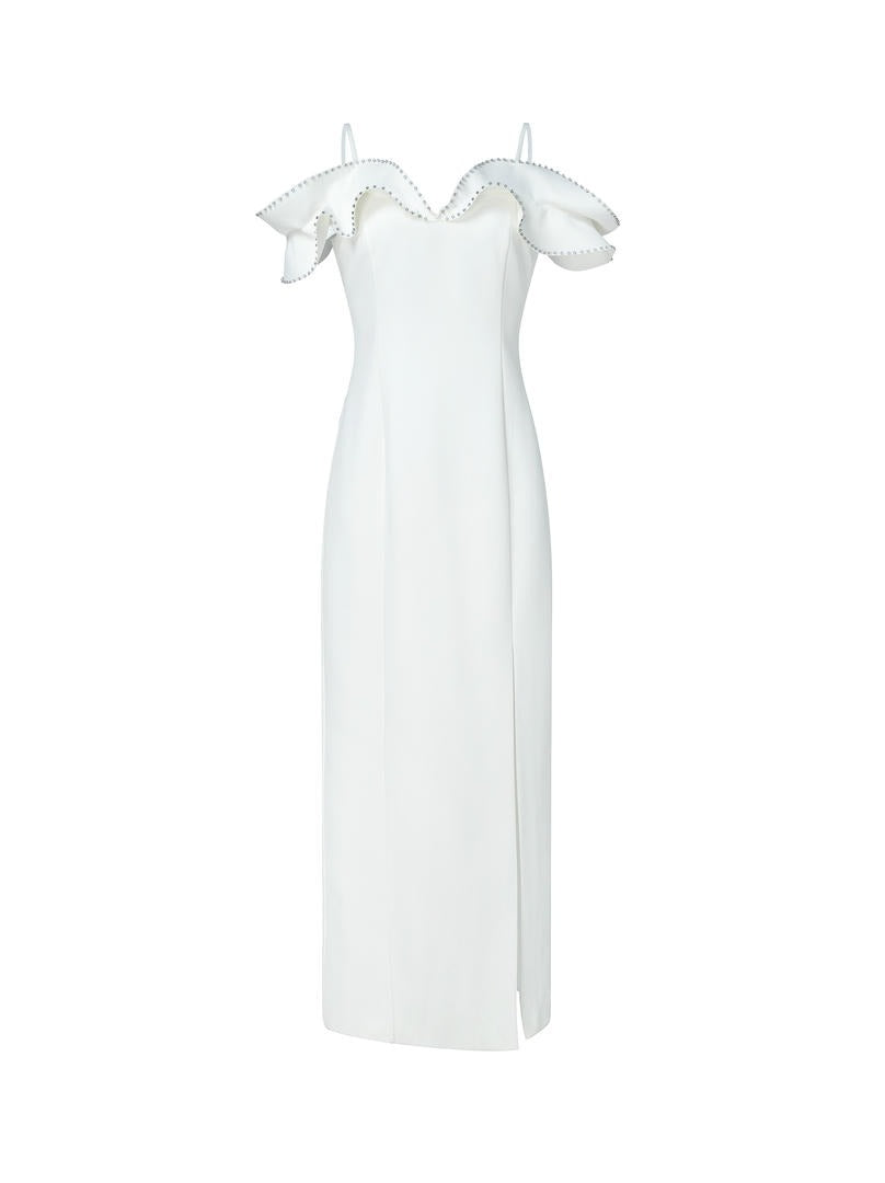 ruffled Crepe Dress