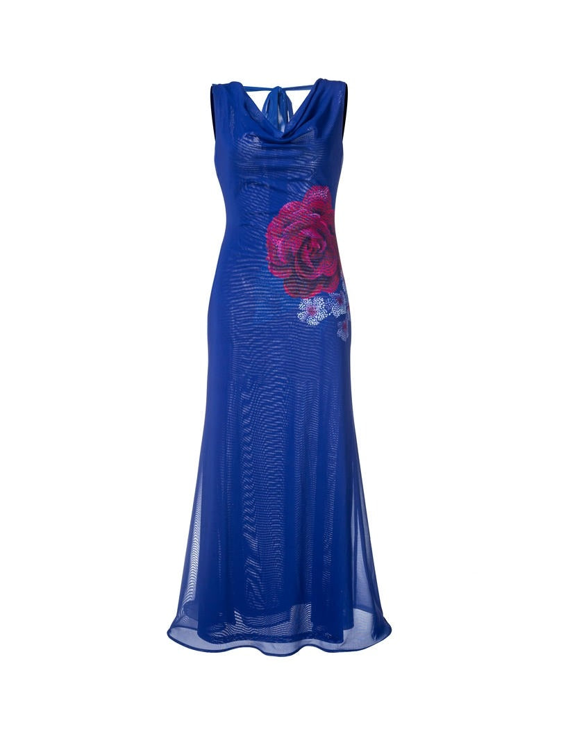Red Rose Printed Maxi Dress