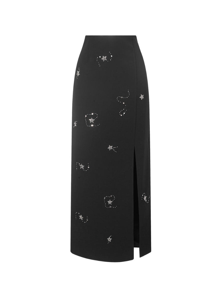 Column embellished skirt
