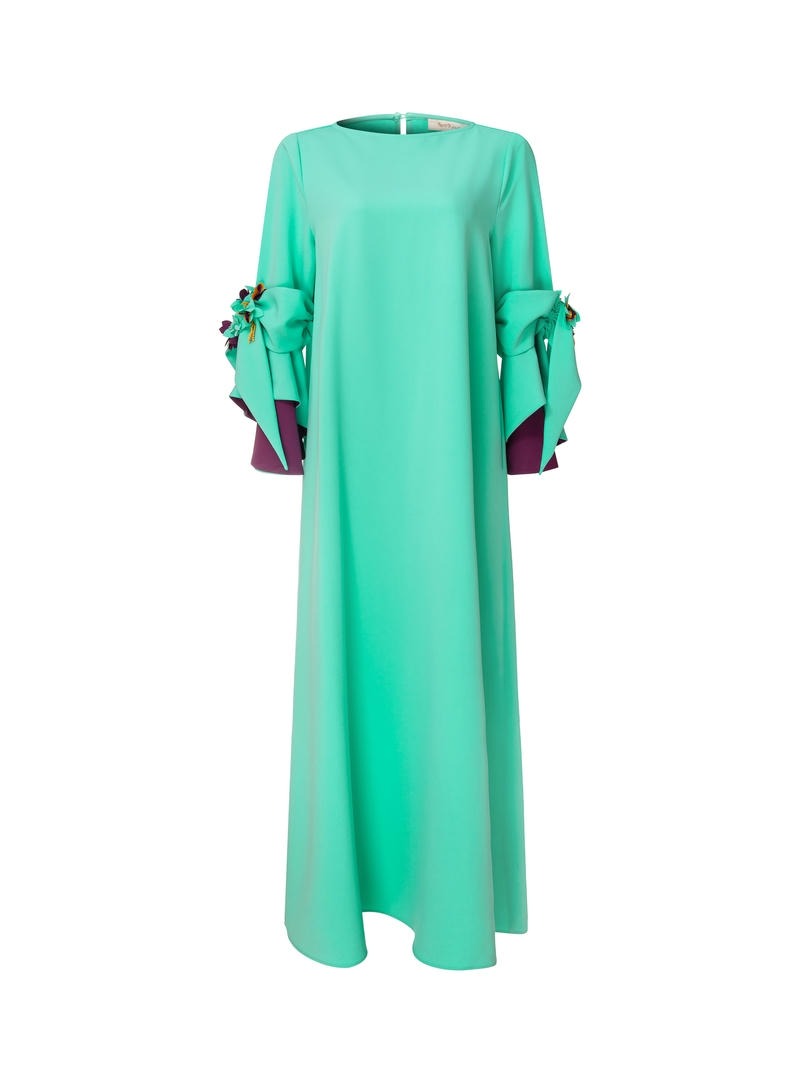 Crepe Kaftan with Flared Sleeves