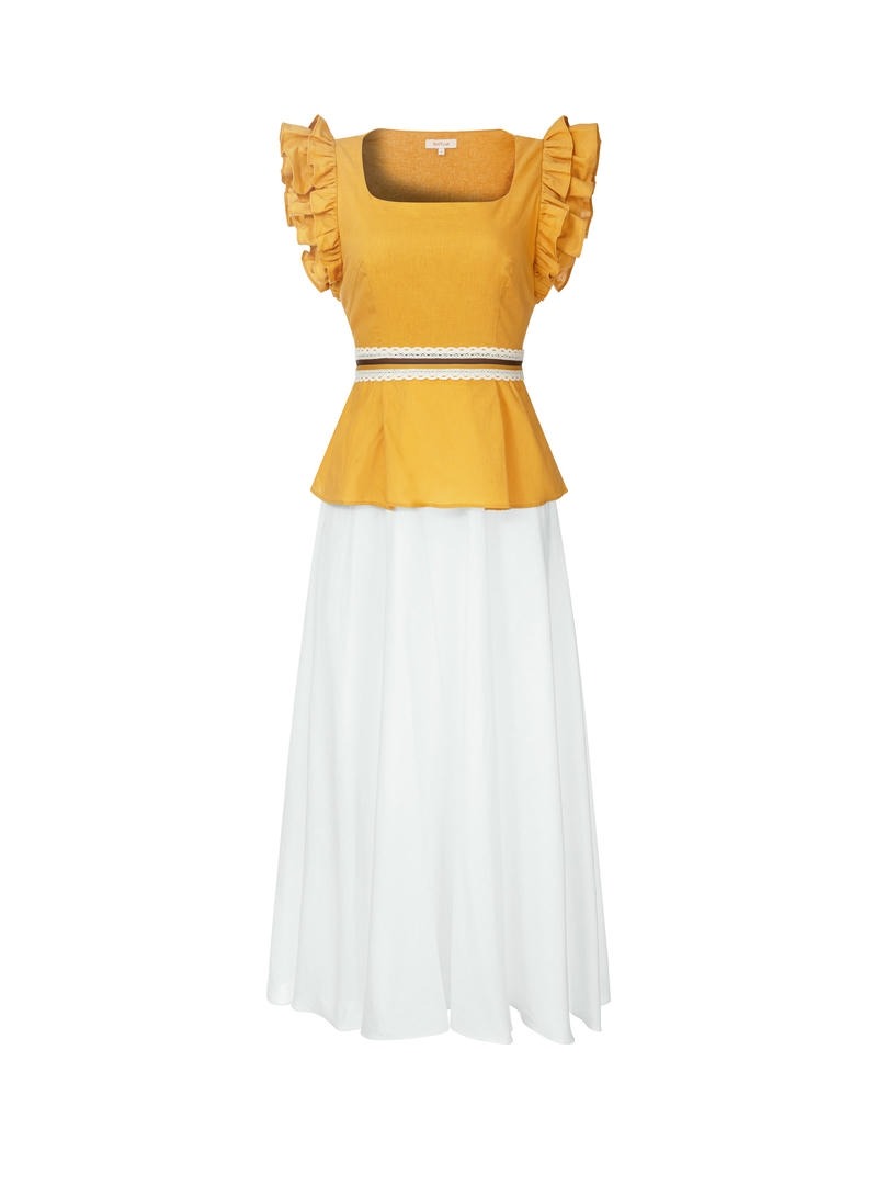 Ruffled Linen Midi