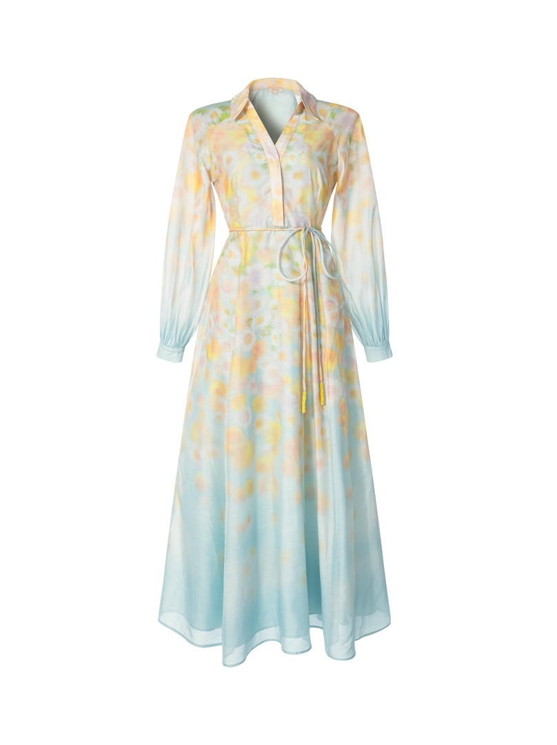A-line ombre color dress