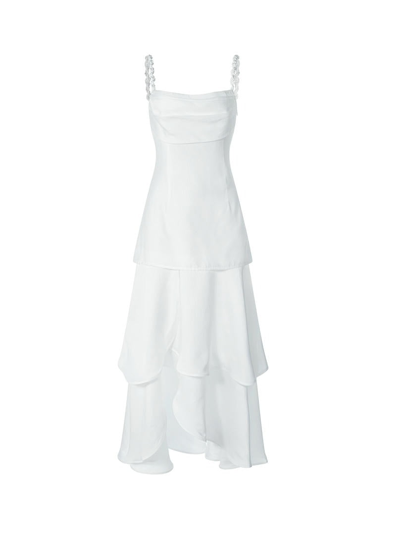 Asymmetrical ruffled bottom dress