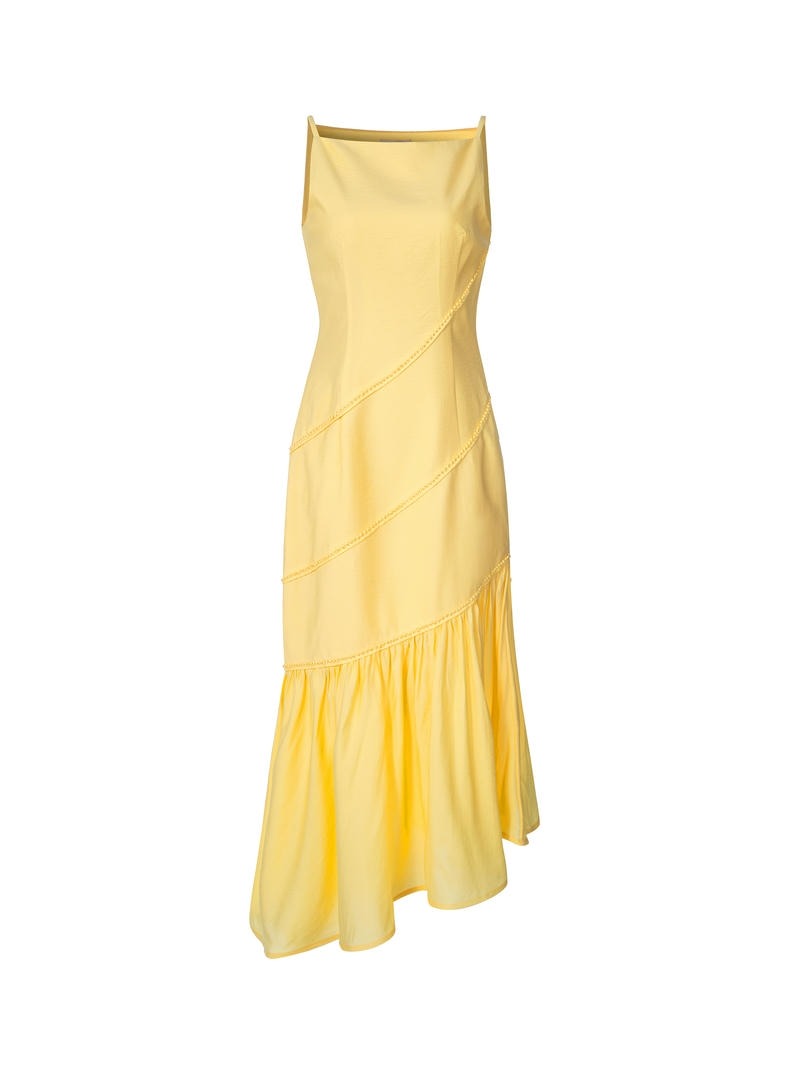 asymmetric ruffles hem dress