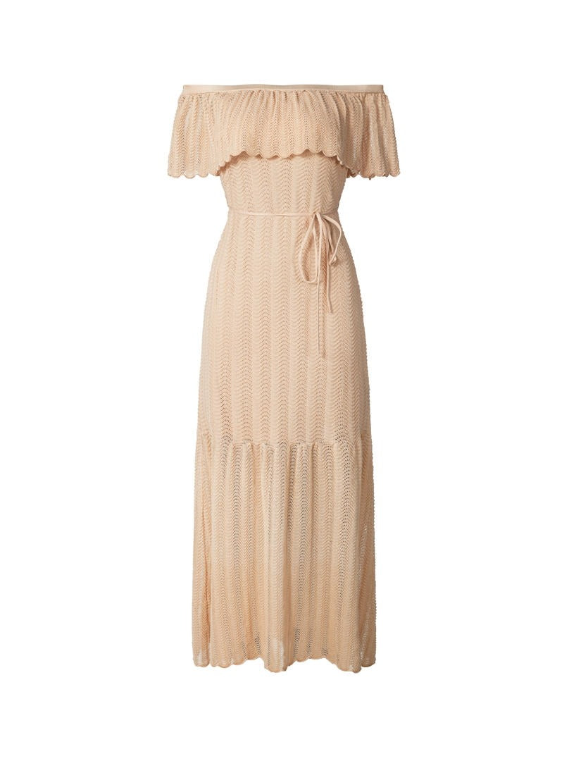 Off-shoulder ruffles dress