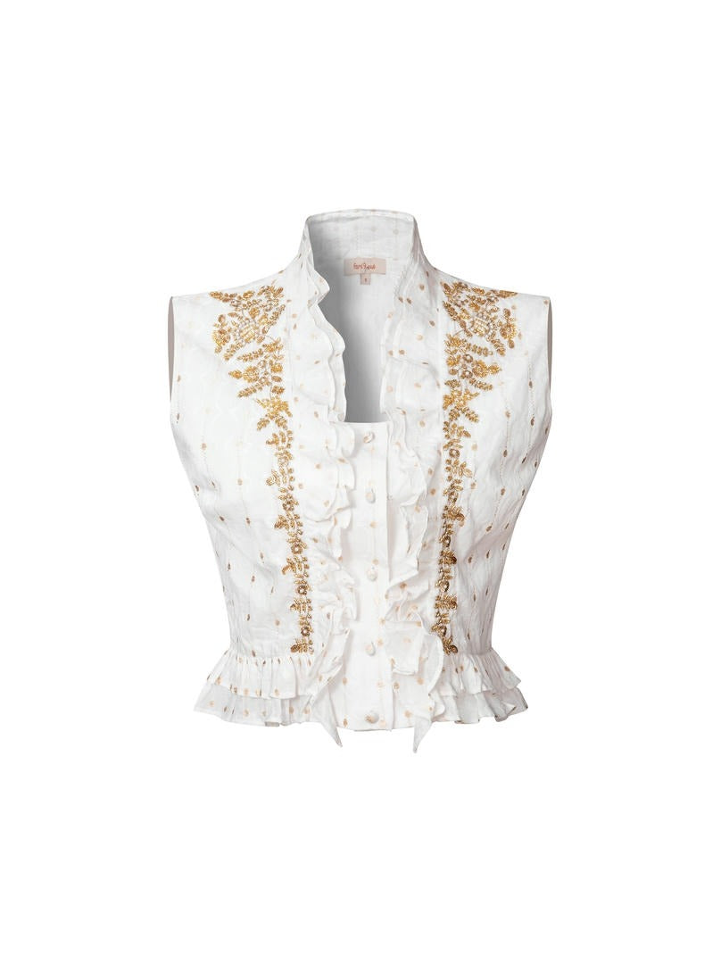 Jacquard Ruffle Blouse