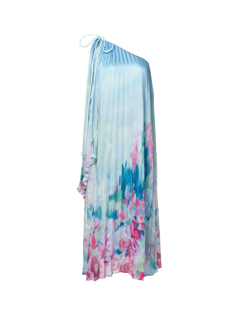 One-shoulder Pleated Dress