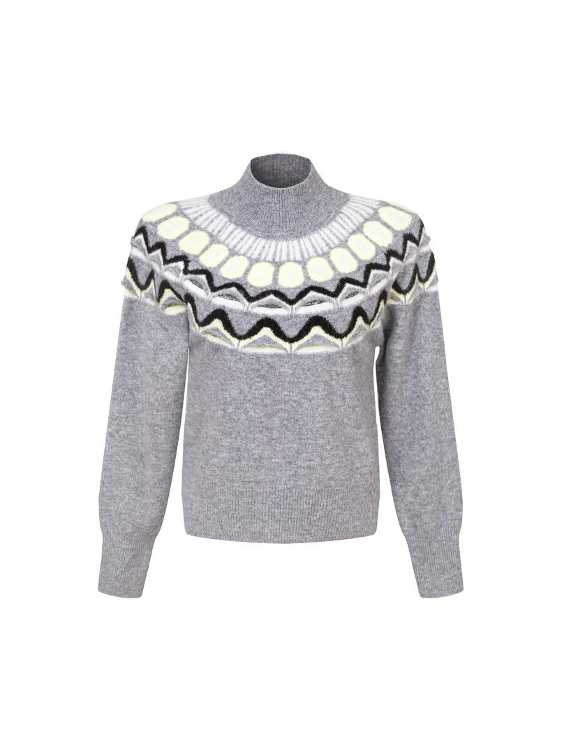 Grey Mixed Knit Pullover