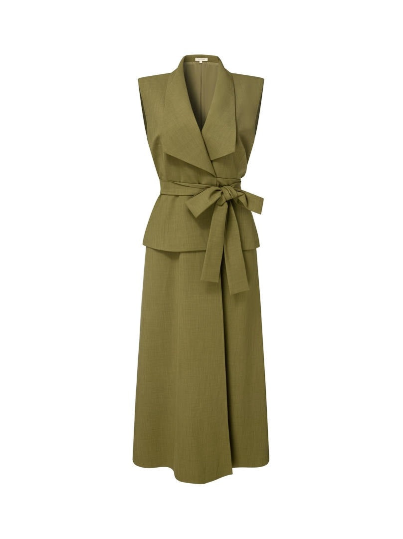 Olive Crepe Dress