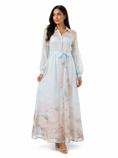 Printed collar kaftan