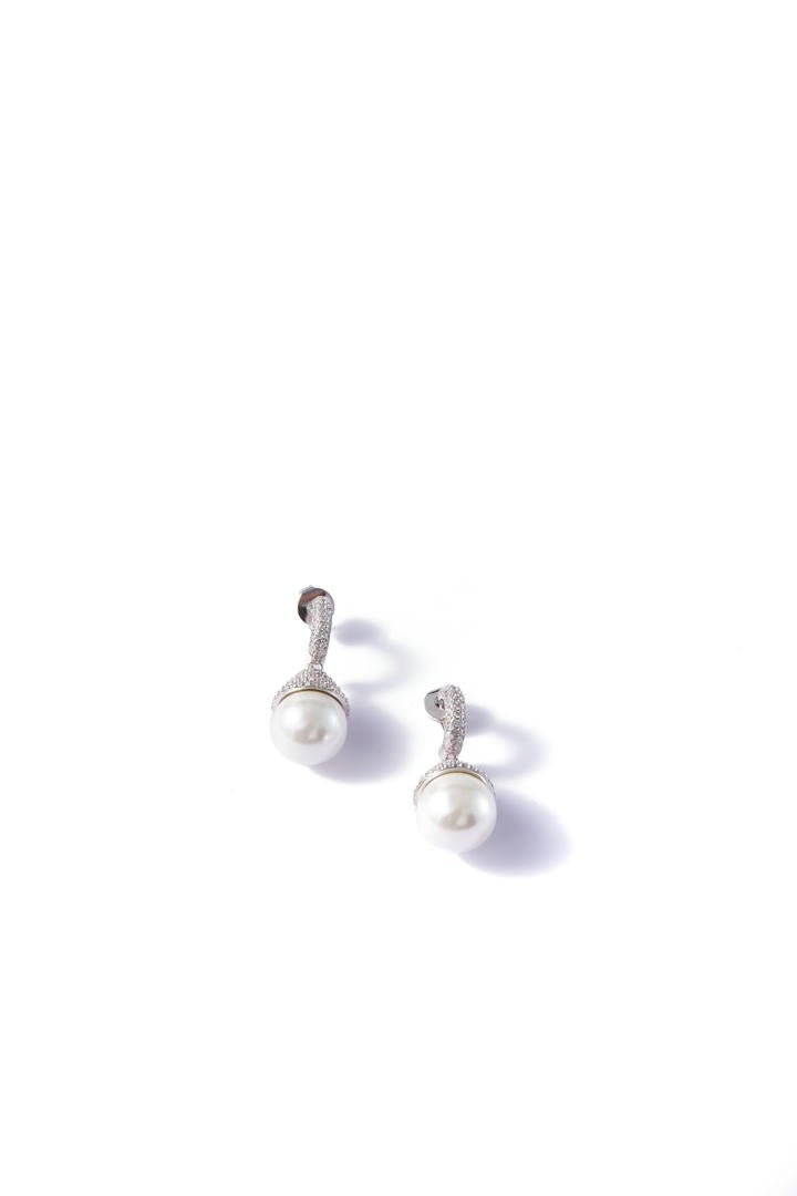 Silver & White Pearl Earrings