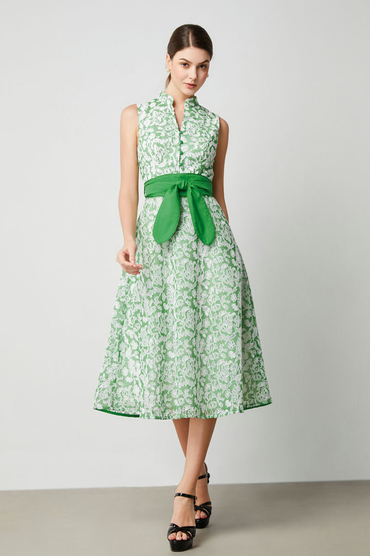 Belted lace dress