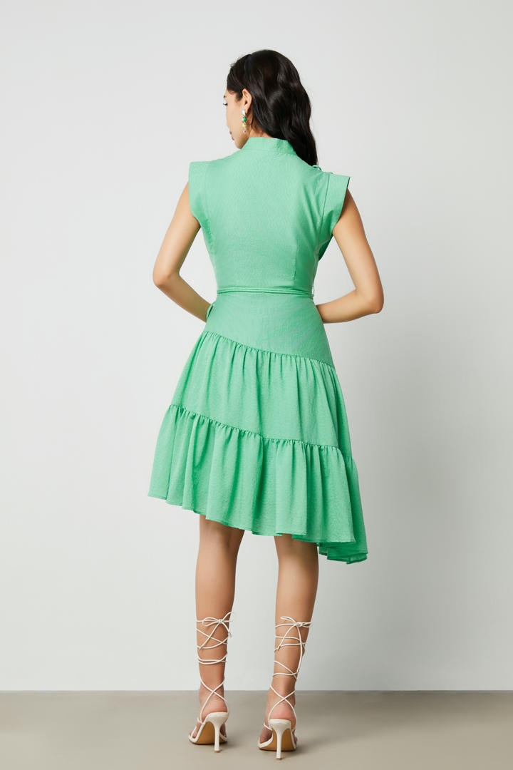 Asymmetrical V-neck dress
