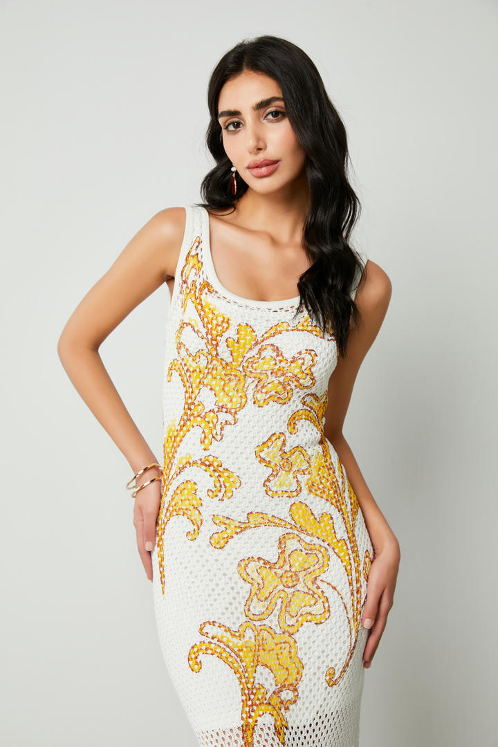 fringe hem knit dress