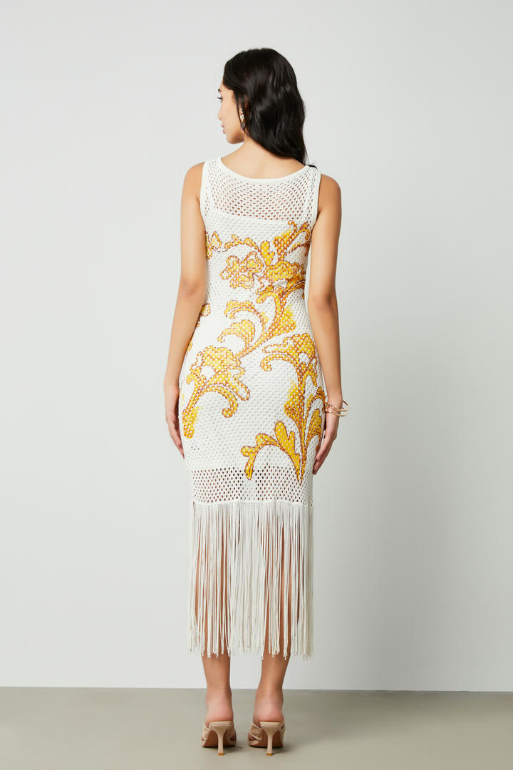 fringe hem knit dress
