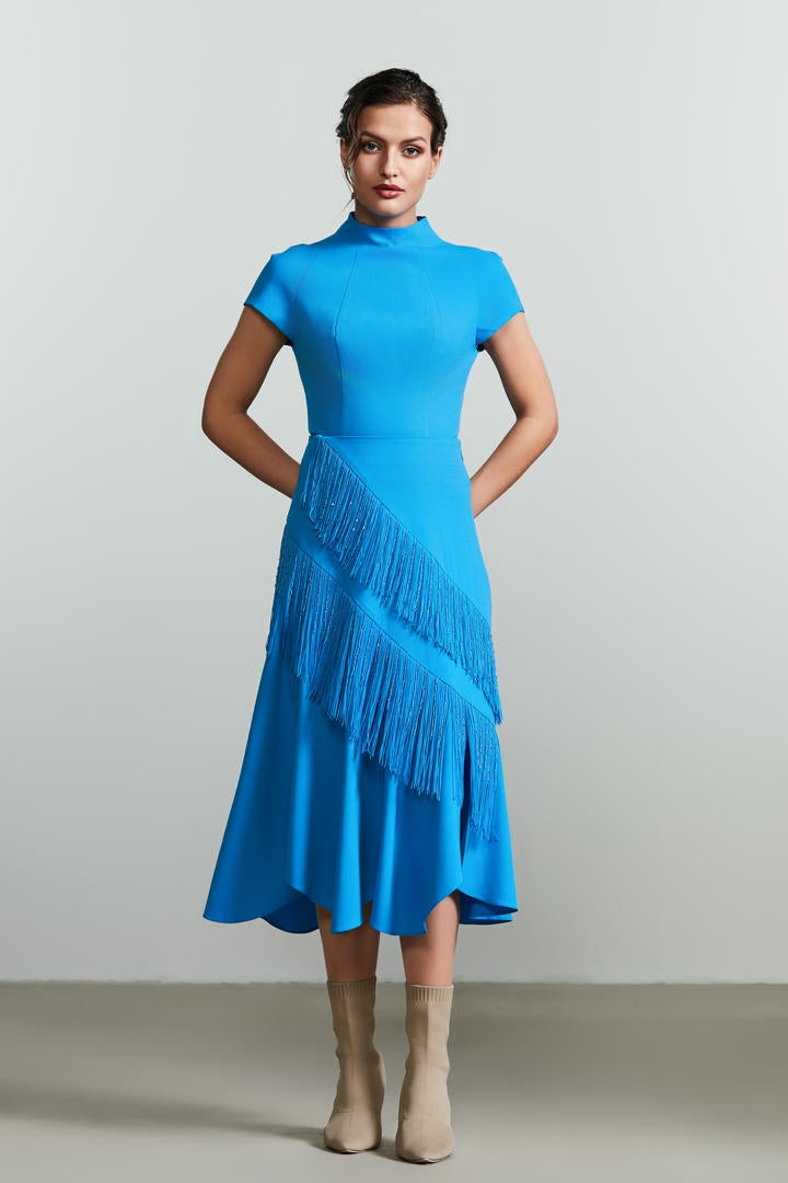 High-low fringe skirt