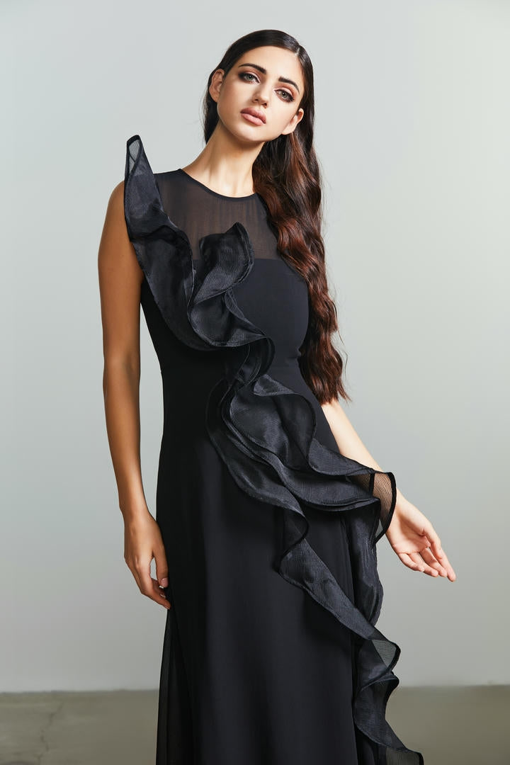 Asymmetric ruffled dress