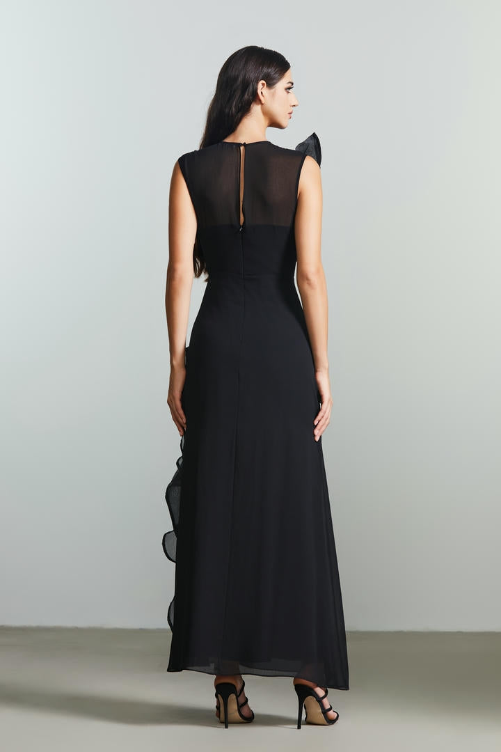 Asymmetric ruffled dress