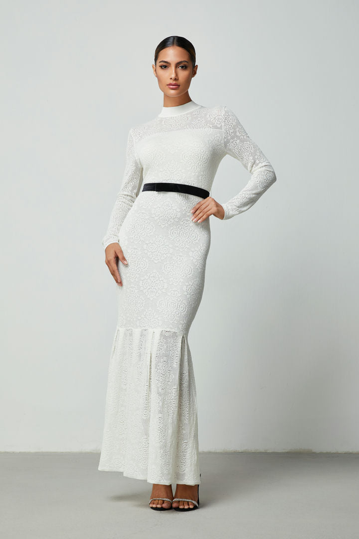 Embroidery knitted dress