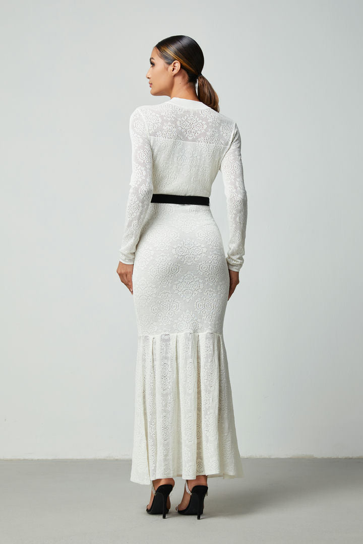 Embroidery knitted dress