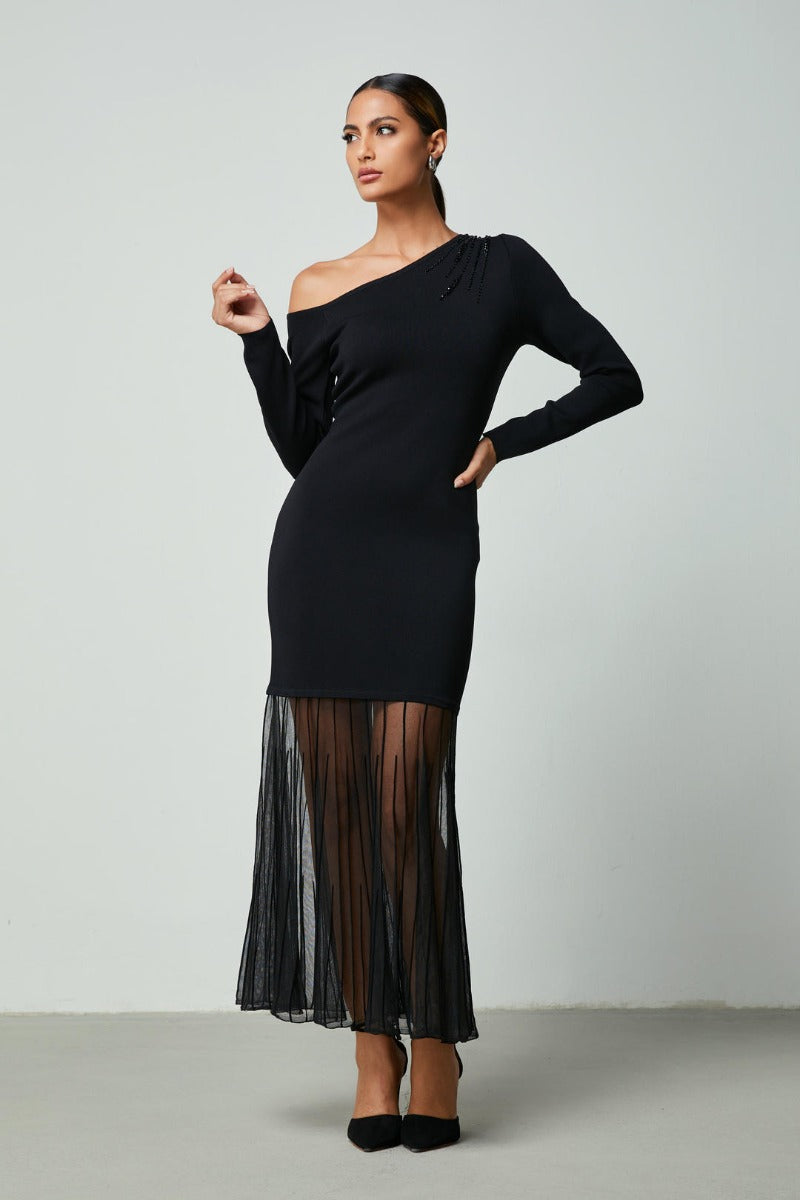 sheered hem knit dress