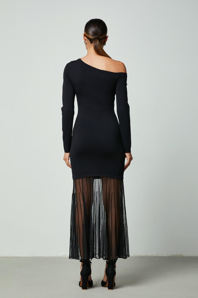sheered hem knit dress