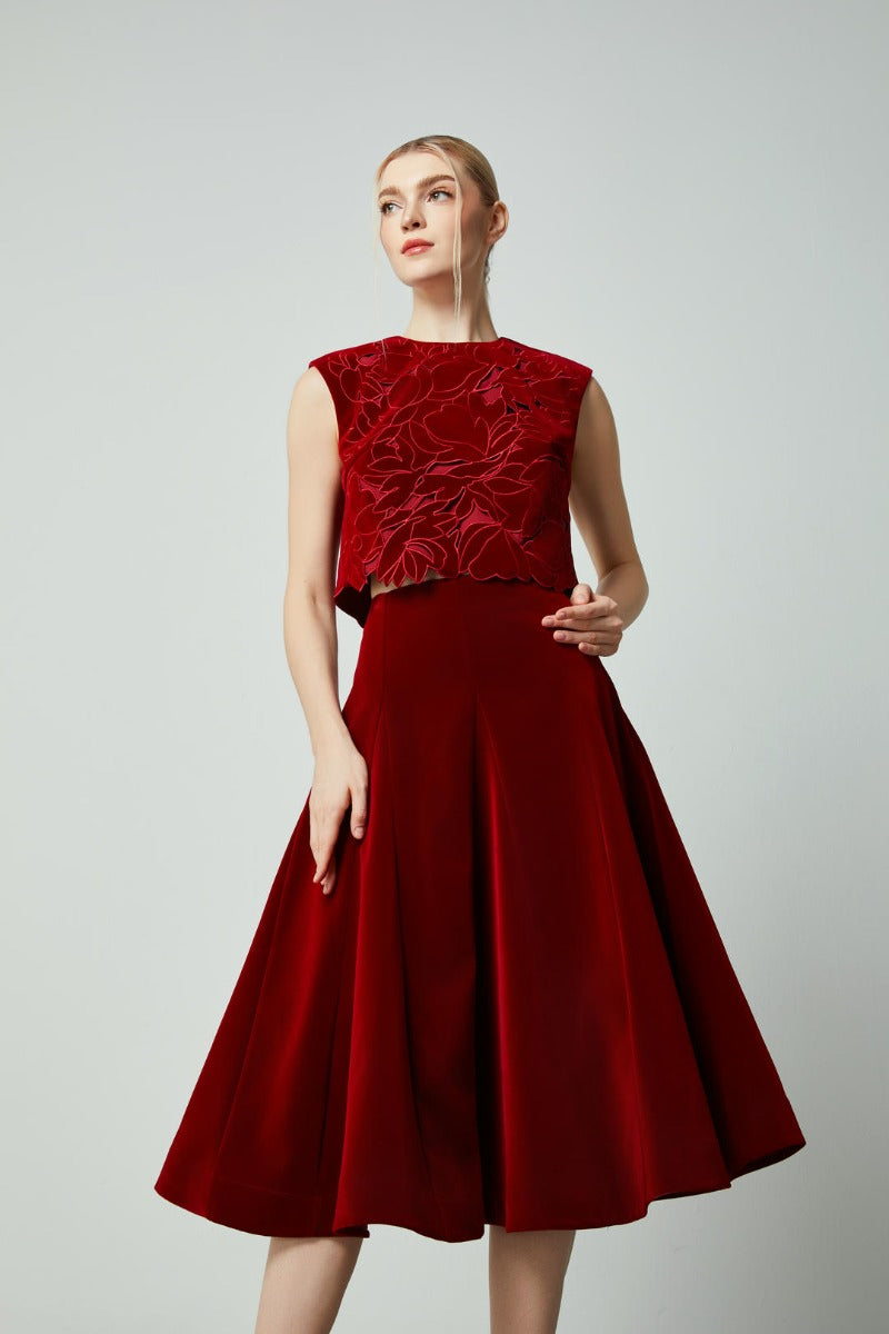 velvet A-line skirt
