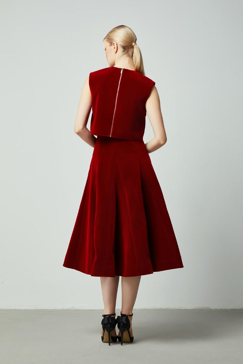 velvet A-line skirt
