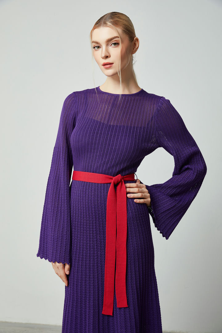 Pleated knit dress