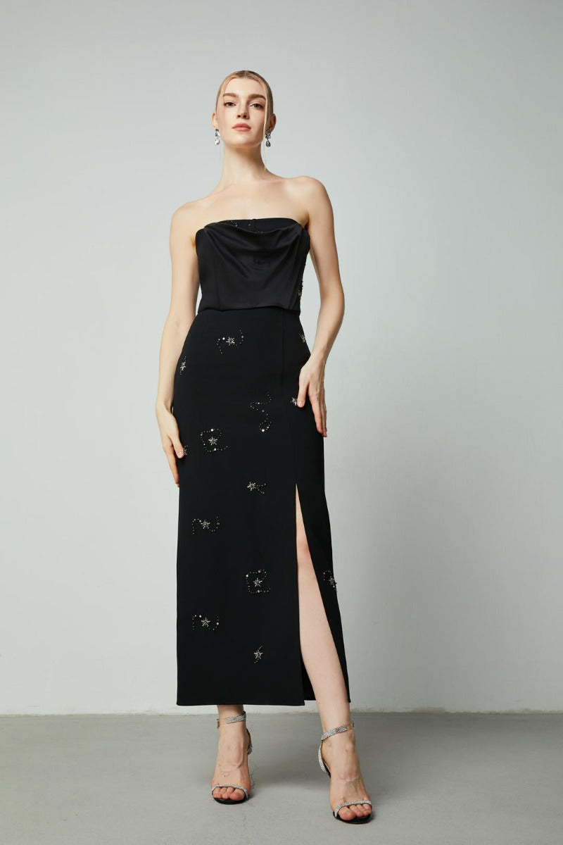 Column embellished skirt