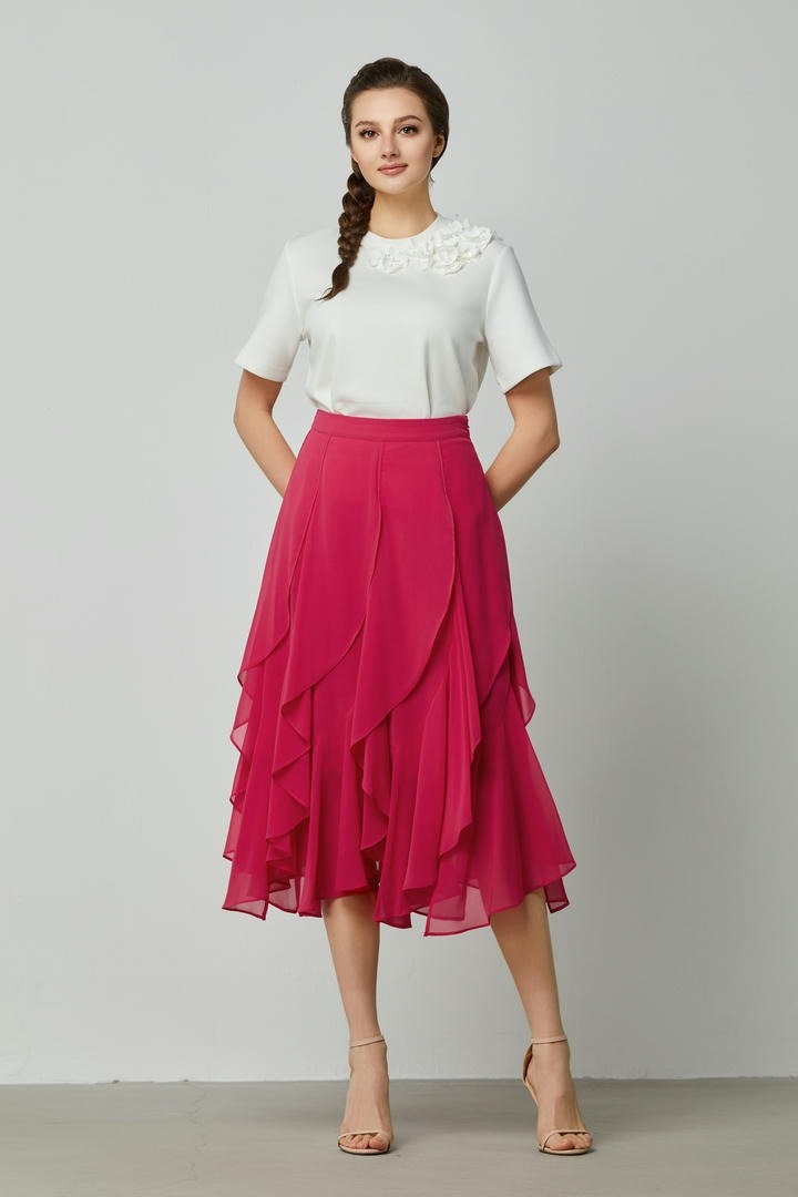 chiffon ruffles skirt