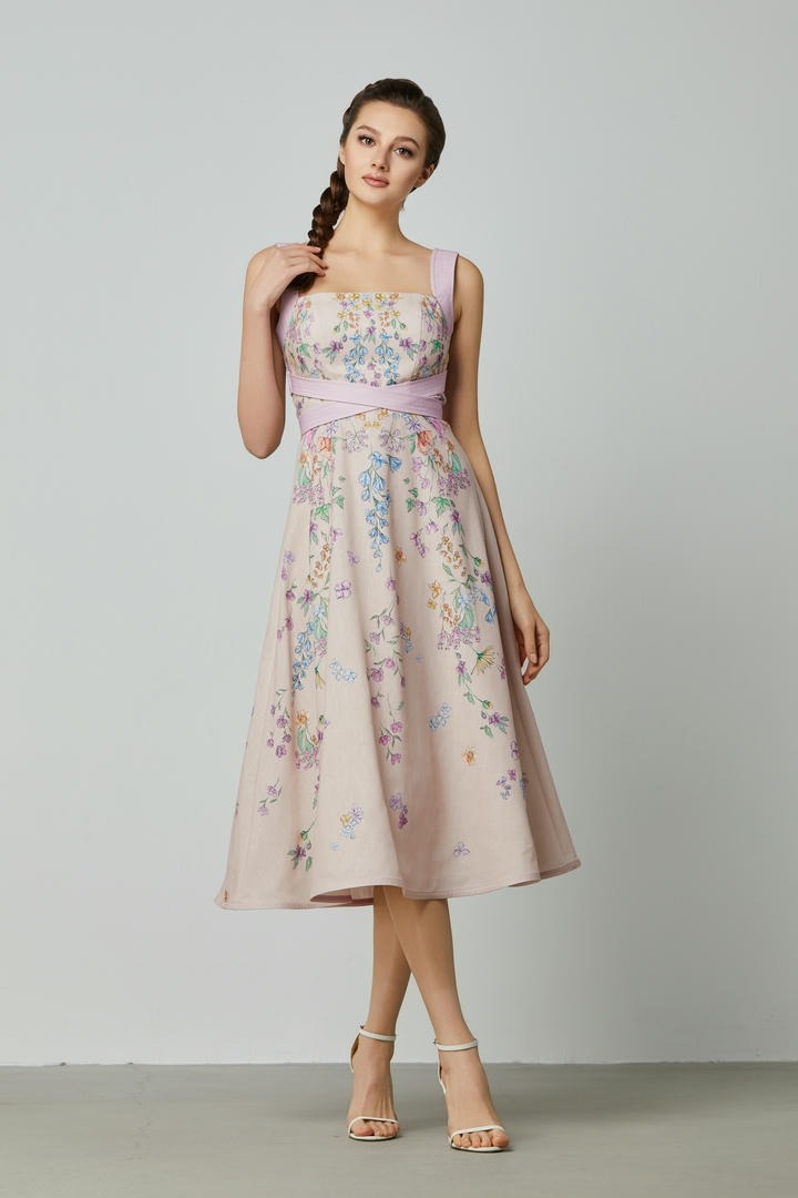 Flared Elegance Printed Dress