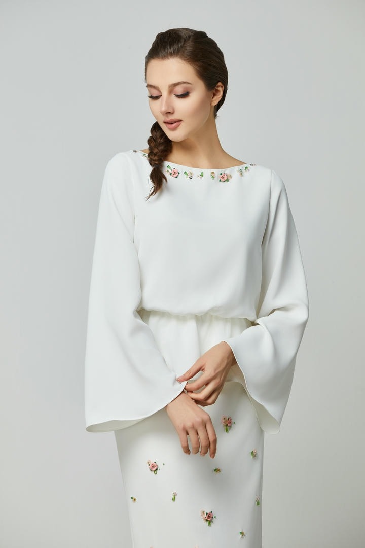 Embellished neckline blouse