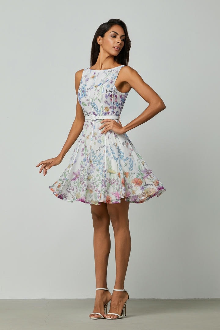 Organza floral mini dress