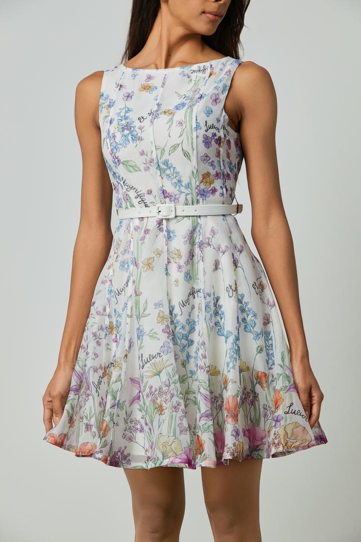 Organza floral mini dress