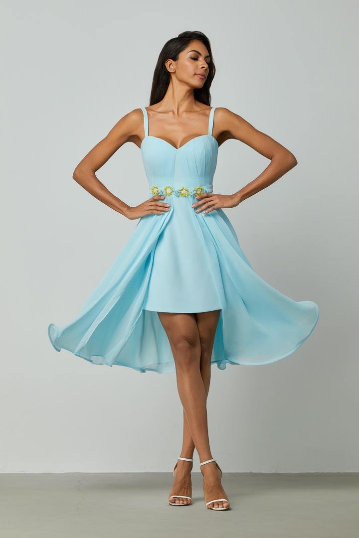 Floral applique sweetheart dress