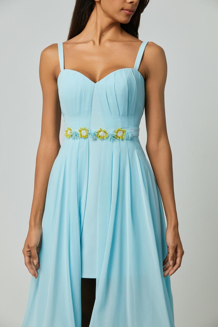 Floral applique sweetheart dress