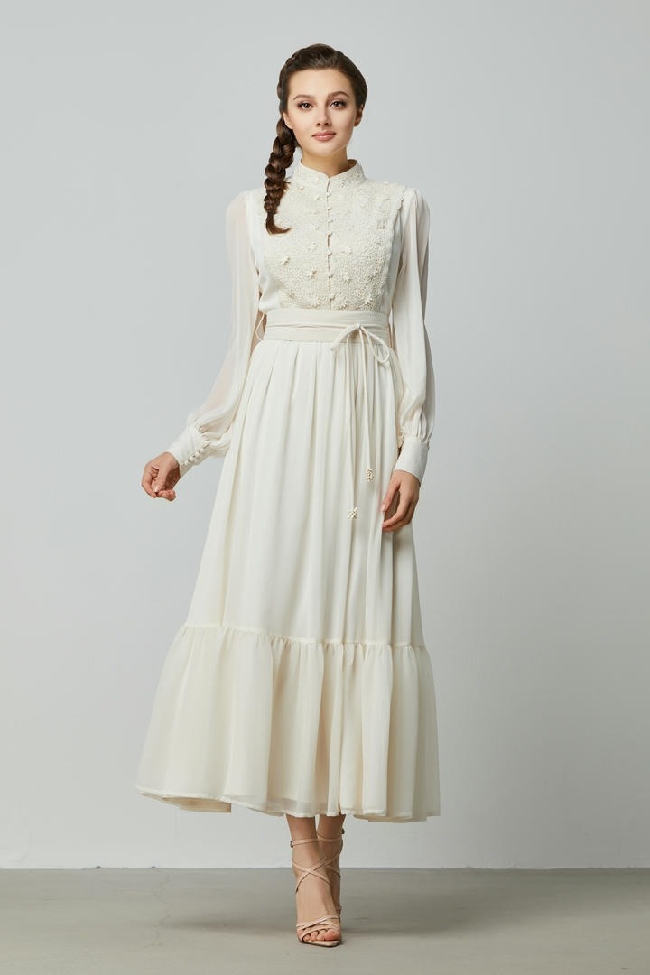 Crochet Bloom Chiffon Kaftan