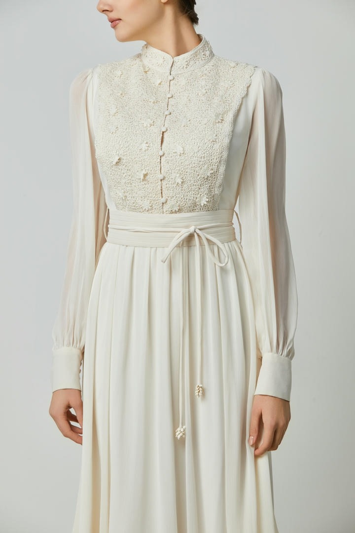 Crochet Bloom Chiffon Kaftan