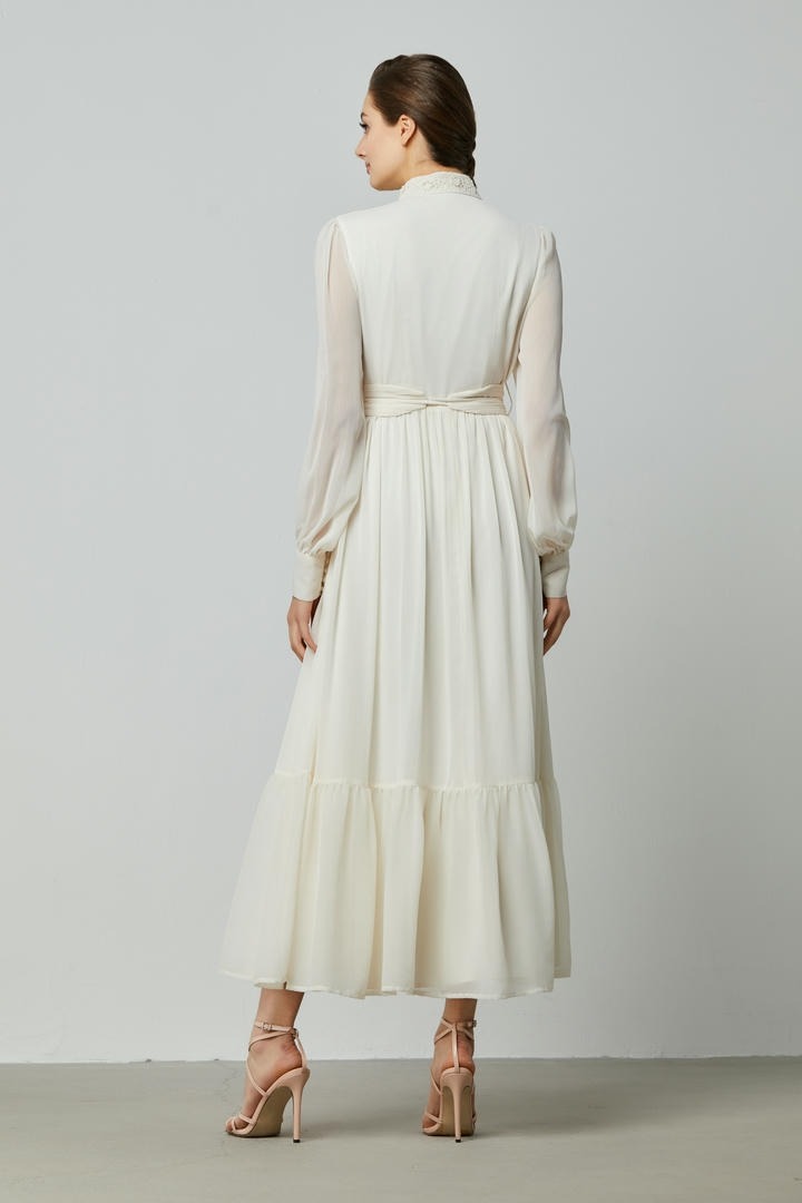 Crochet Bloom Chiffon Kaftan