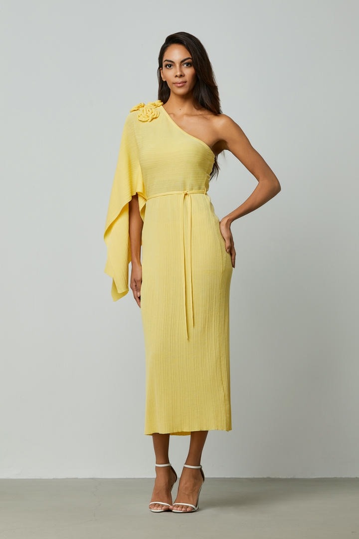 One shoulder fitted knit dress