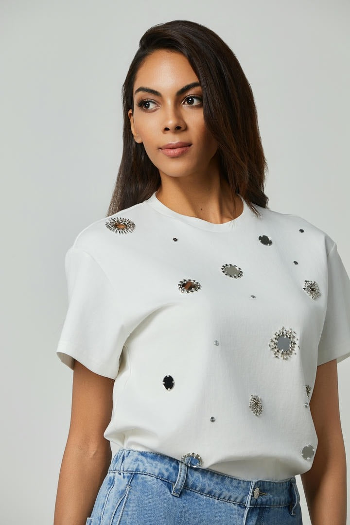 Sparkle Beaded Front T-Shirt