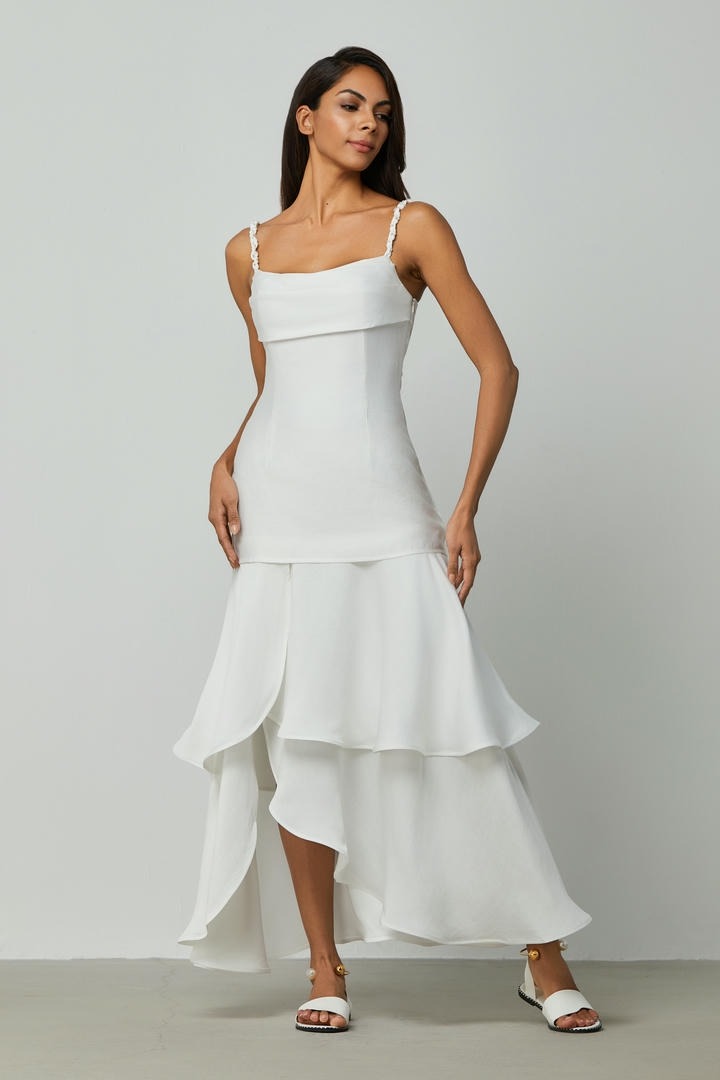 Asymmetrical ruffled bottom dress