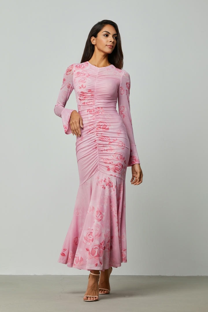 Printed rushed dress