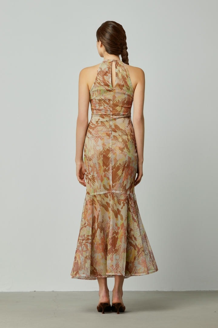 Halter neckline printed dress