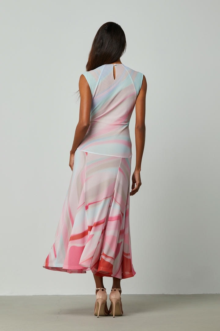 Vivid Elegance High-Neck Dress